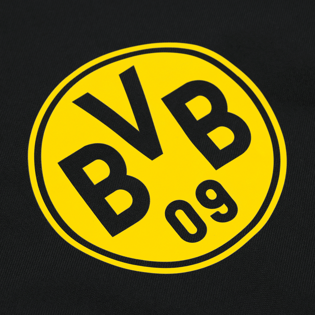 Sac de sport noir et jaune du BVB 2026, orné d'un grand logo BVB au centre, idéal pour les supporters du Borussia Dortmund.