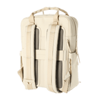 Vista posteriore dello zaino beige Kapten & Son Bergen Pro, con spallacci imbottiti e un design compatto e moderno.