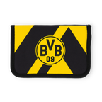 Schwarzgelbes BVB-Etui mit prominentem Vereinslogo, ideal für Fans von Borussia Dortmund.