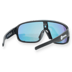 Lunettes de soleil noires du BVB avec des verres teintés en bleu et le logo officiel du BVB sur les branches, idéales pour le sport et les loisirs.