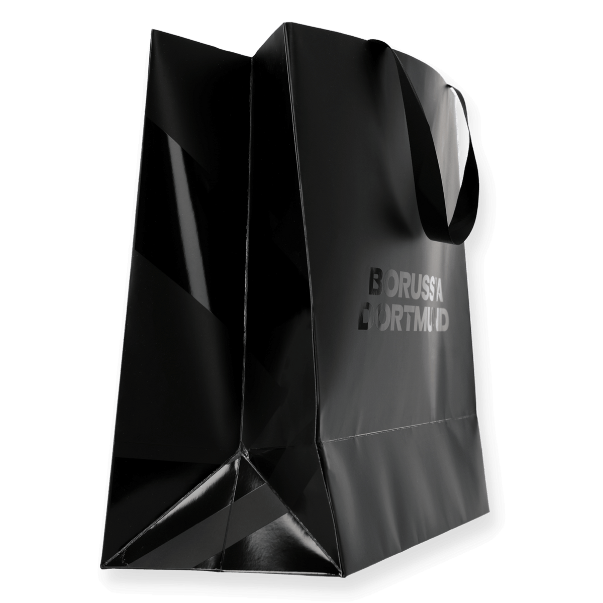 Sac cadeau noir de taille moyenne, orné du logo du Borussia Dortmund et muni de anses, idéal pour les supporters.