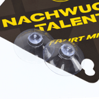Plaque noire du BVB portant l'inscription jaune « Nachwuchstalent fährt mit », à fixer dans la voiture à l'aide de ventouses.