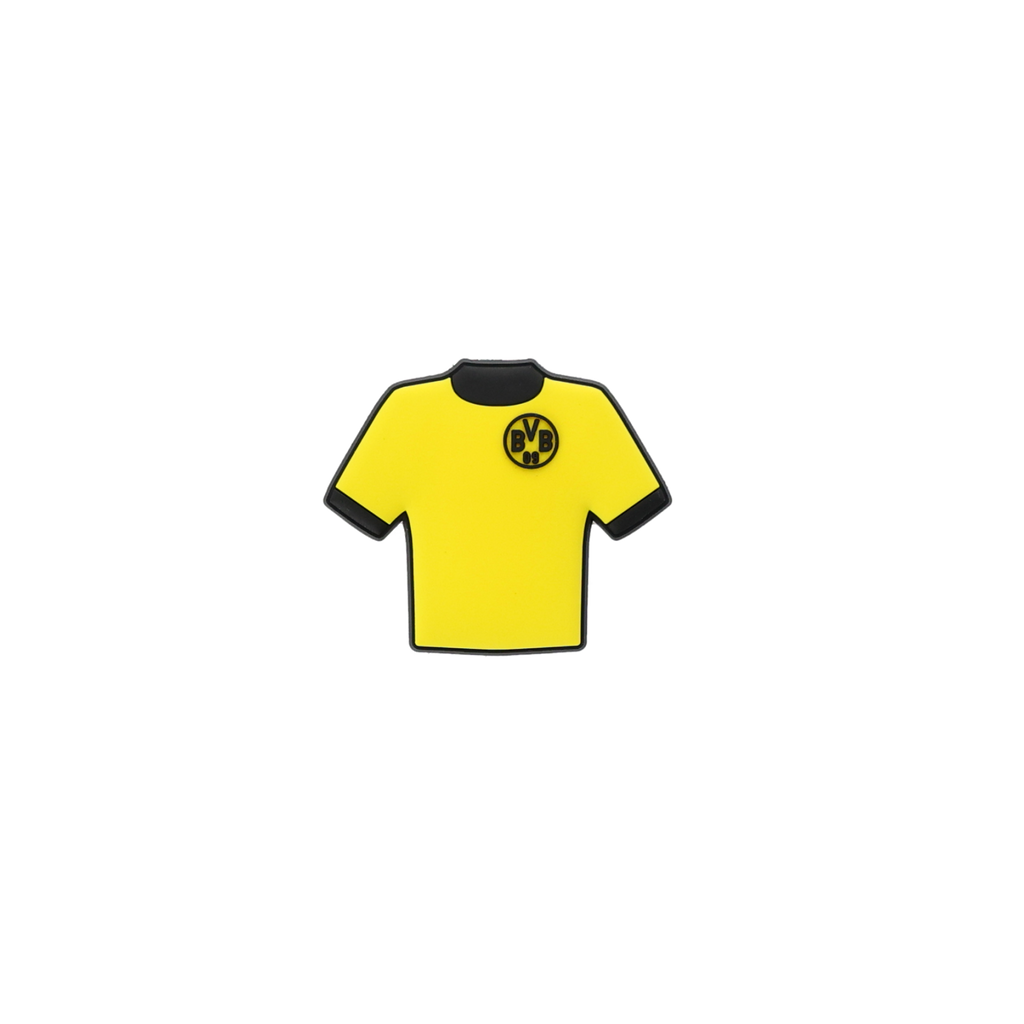 Aimant en forme de maillot noir et jaune du BVB, orné de l'écusson du club : un accessoire idéal pour les supporters du Borussia Dortmund.
