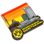 Aimant du BVB au design 3D représentant la silhouette de Dortmund, le SIGNAL IDUNA PARK et le logo du BVB. Idéal comme article de supporter ou objet de collection.