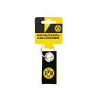 Schwarzgelber BVB-Schlüsselanhänger aus Filz mit BVB 09-Logo und praktischer Schlüsselringbefestigung, ideal für Borussia Dortmund Fans.