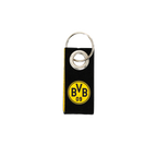 Schlüsselanhänger aus Filz im BVB-Design mit schwarzgelbem Look, BVB-Logo und silbernem Schlüsselring.