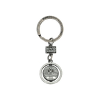 Schicker BVB-Schlüsselanhänger in Schwarz und Silber mit Dreh-Element. Verziert mit BVB-1909-Logo und Borussia-Dortmund-Gravur. Perfekt als Fanartikel und Accessoire.