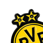 Pin's LED noir et jaune du BVB, orné de l'emblème du BVB et de deux étoiles jaunes, idéal pour les supporters du Borussia Dortmund.