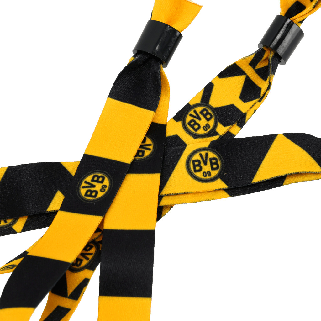 Bracelets noir et jaune « BVB Festival » vendus par lot de 3, arborant le logo emblématique « BVB 09 ». L'accessoire idéal pour les fans, aussi bien lors d'événements que dans la vie de tous les jours.