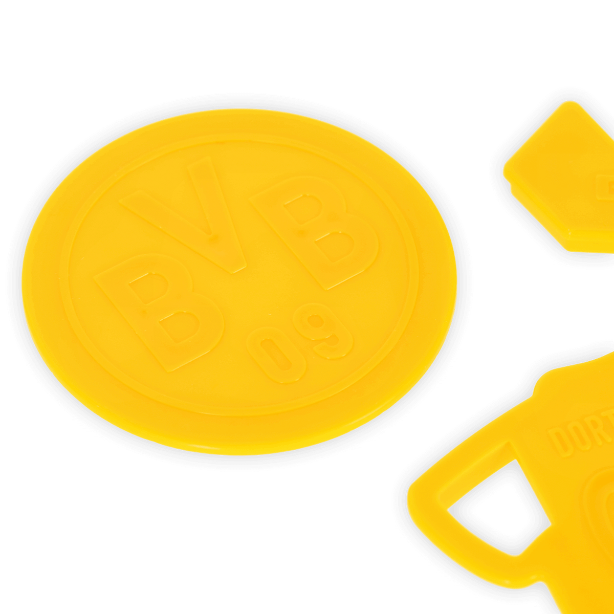 Emporte-pièce jaune à l'effigie du logo du BVB 09, idéal pour les fans du Borussia Dortmund, accessoire de pâtisserie aux couleurs noir et jaune.