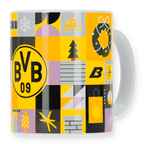 BVBのロゴとクリスマスをテーマにしたモチーフをあしらった、黒と黄色のカラーリングのBVB冬用クリスマスマグカップ。ファンの方や、のんびりとした冬の日々にぴったりです。
