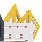 A decorative model of SIGNAL IDUNA PARK featuring a Christmas design, colored in Borussia Dortmund's signature black and yellow club colors.