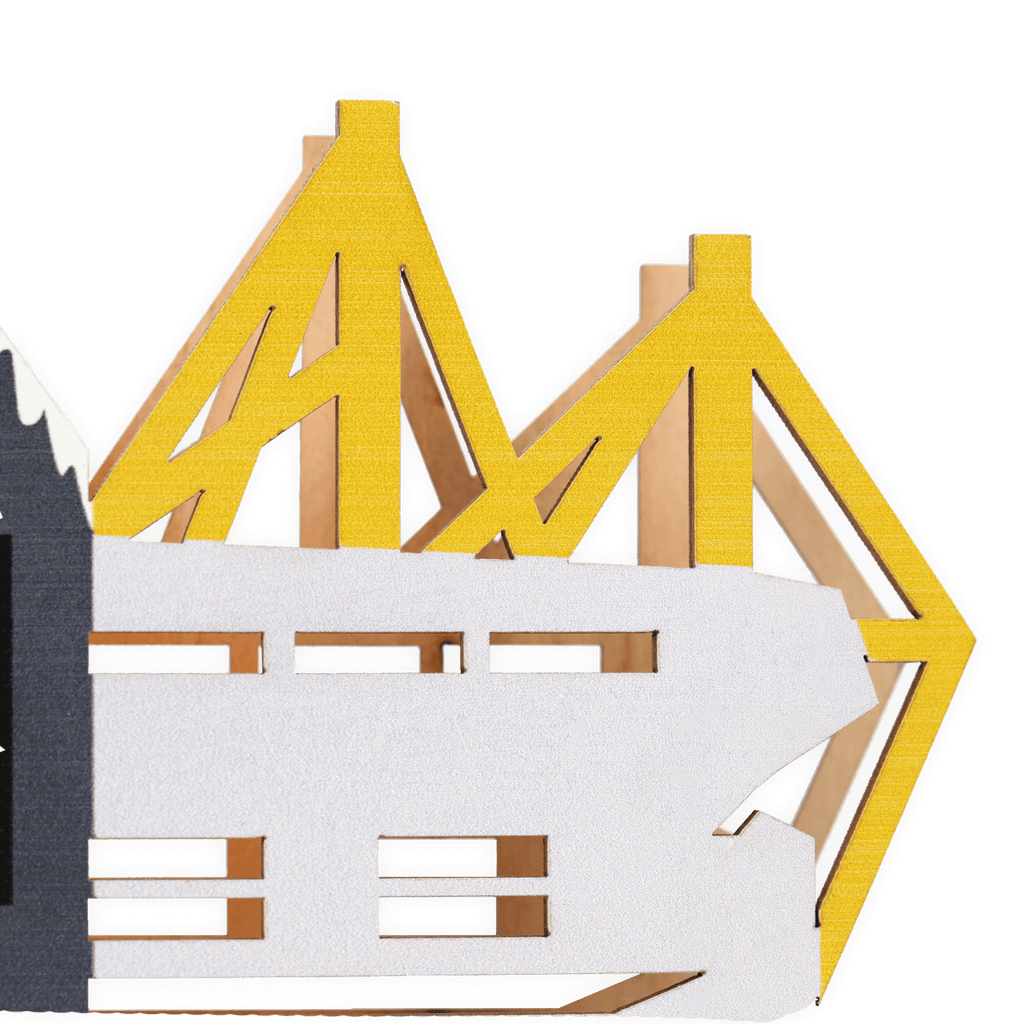 Dekoratives Modell des SIGNAL IDUNA PARKs im weihnachtlichen Design, farblich in den typischen schwarzgelben Vereinsfarben von Borussia Dortmund gehalten.