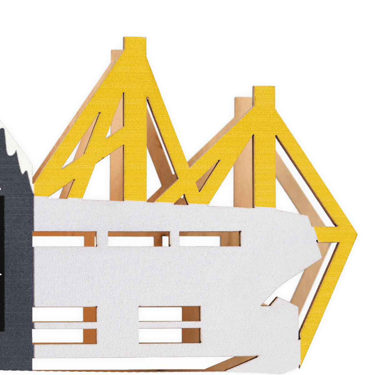 Dekoratives Modell des SIGNAL IDUNA PARKs im weihnachtlichen Design, farblich in den typischen schwarzgelben Vereinsfarben von Borussia Dortmund gehalten.