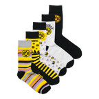 BVB Socks Advent Calendar featuring 5 pairs of socks in black and yellow and with Christmas designs. Perfect as fan merchandise or a gift for Borussia Dortmund fans.