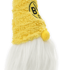 Gnometto del BVB giallo con berretto morbido, barba bianca e logo del BVB ricamato, perfetto come gadget per i tifosi o come decorazione.