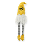 Gnomo da salotto del BVB in nero e giallo, con cappello giallo, barba bianca e gambe a strisce, come articolo decorativo per i tifosi.