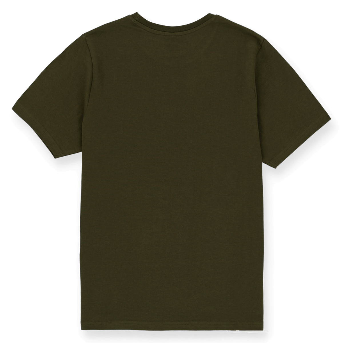 Die Rückseite eines olivfarbenen BVB-Winter-T-Shirts, ideal für Fans von Borussia Dortmund.