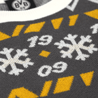Maglione invernale "Winter Wonder" del BVB per bambini, di colore grigio con dettagli nero-gialli, motivo a fiocchi di neve e scritta "1909".