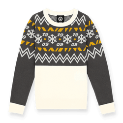 Maglione invernale per bambini del Borussia Dortmund nei colori nero e giallo della squadra, con fiocchi di neve e motivi “19/09” incorporati, ideale per le giornate fredde e per i tifosi.