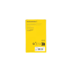 Rückseite einer gelben BVB-Verpackung mit Produktinformationen, Barcodes sowie Recyclinghinweisen.