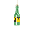 Grüner glitzernder Weihnachtsbaumschmuck in Form einer Flasche, dekoriert mit einem schwarzgelben Streifenmuster und einer goldenen Aufhängung, ideal für BVB-Fans.