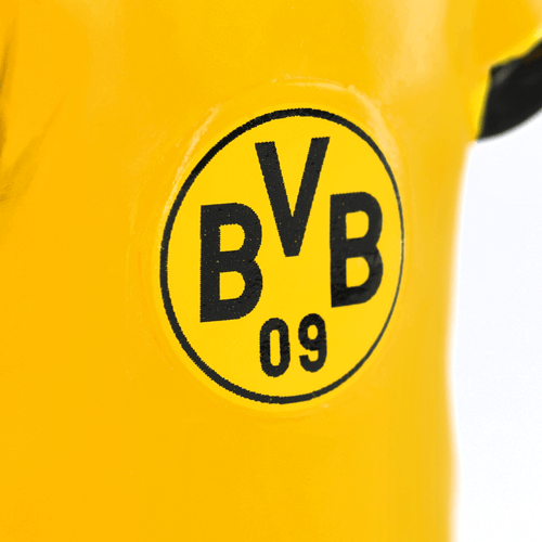 Pendentif de Noël noir et jaune du BVB en forme de maillot avec le logo du BVB, idéal comme décoration de Noël et article pour les supporters.