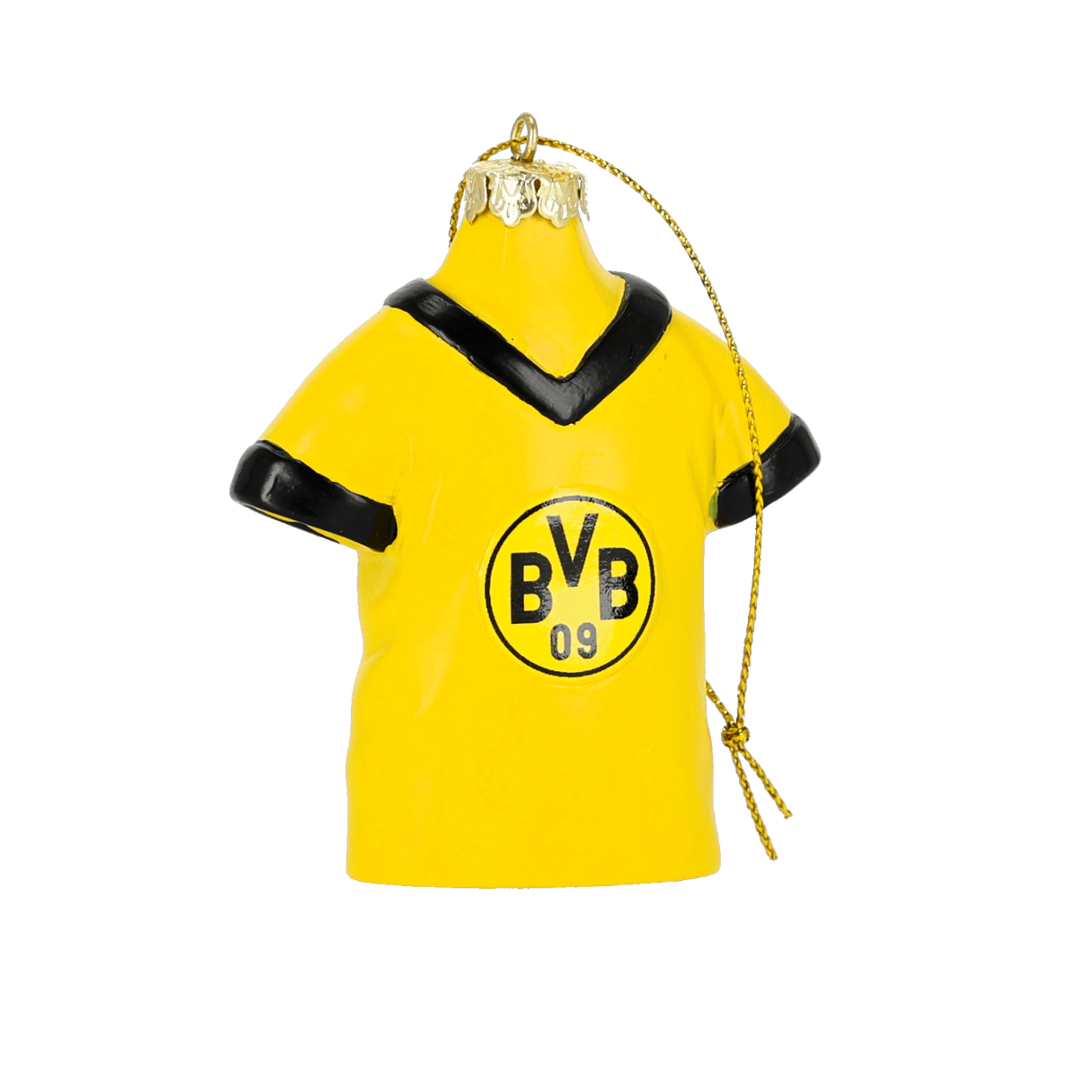 Black-and-yellow BVB Christmas tree ornament shaped like a jersey with the BVB logo—perfect as a Christmas decoration for fans.