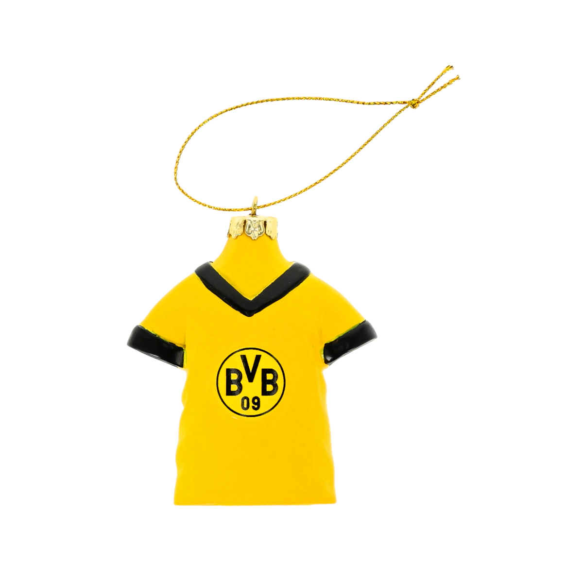 Adorno para el árbol con forma de camiseta amarilla del BVB, con cuello negro y el logotipo negro del BVB, ideal como decoración navideña para los aficionados.