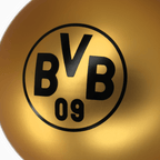 Boule de Noël aux couleurs noir et jaune du BVB, arborant le célèbre logo « BVB 09 », idéale comme article de fan et comme décoration pour le sapin de Noël.