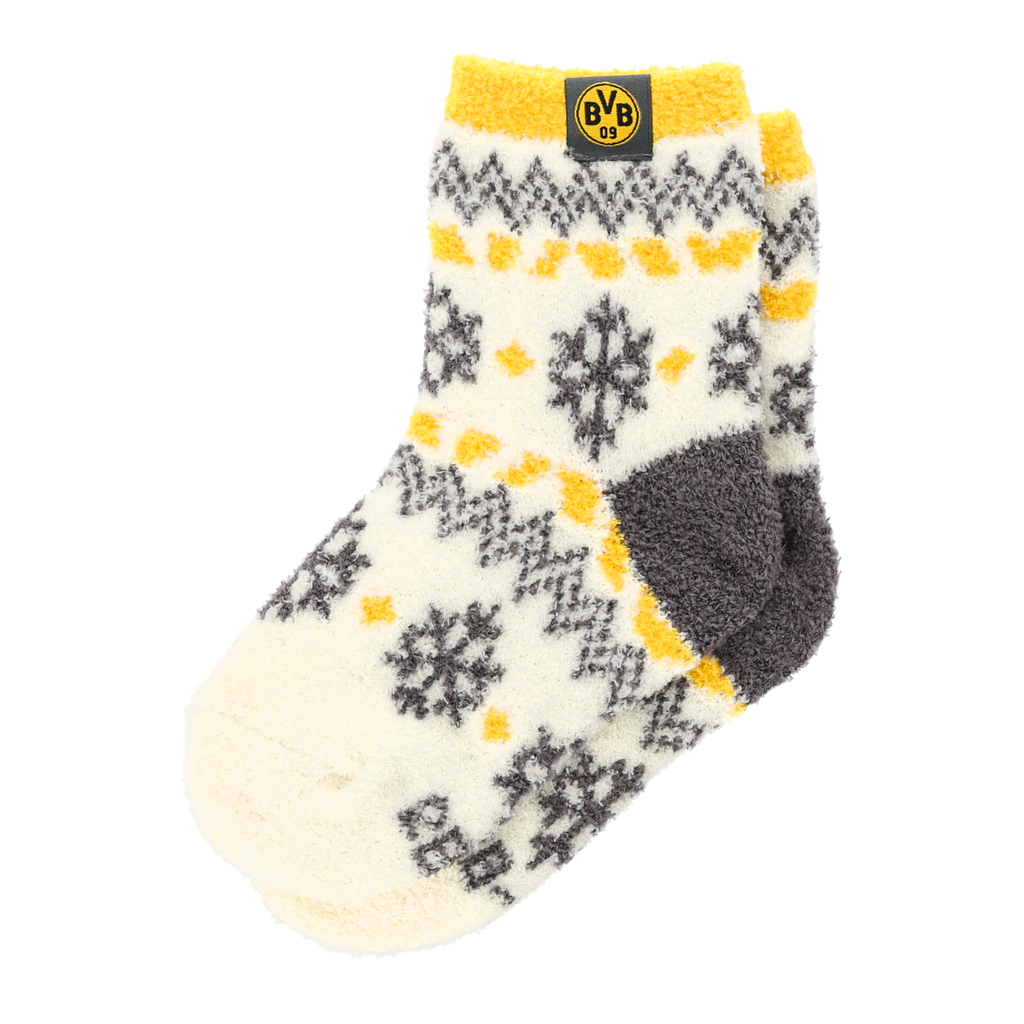这款舒适的BVB“冬日奇幻”儿童毛线袜采用时尚的黑黄双色雪花图案，非常适合寒冷的冬日，更是小BVB球迷的绝佳选择。
