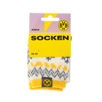 Chaussettes d'hiver « Winter Wonder » du BVB pour enfants, blanches avec un motif noir et jaune et le logo du BVB : le choix idéal pour les froides journées d'hiver.