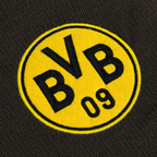 Nahaufnahme einer schwarzgelben BVB-Wärmflasche mit großem, zentralem BVB-Logo, ideal für Fans von Borussia Dortmund.