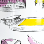 BVB Tasse mit Dortmund-Panorama-Motiv, inklusive Stadion und Dortmund-Wahrzeichen, ideal für Borussia Dortmund Fans.