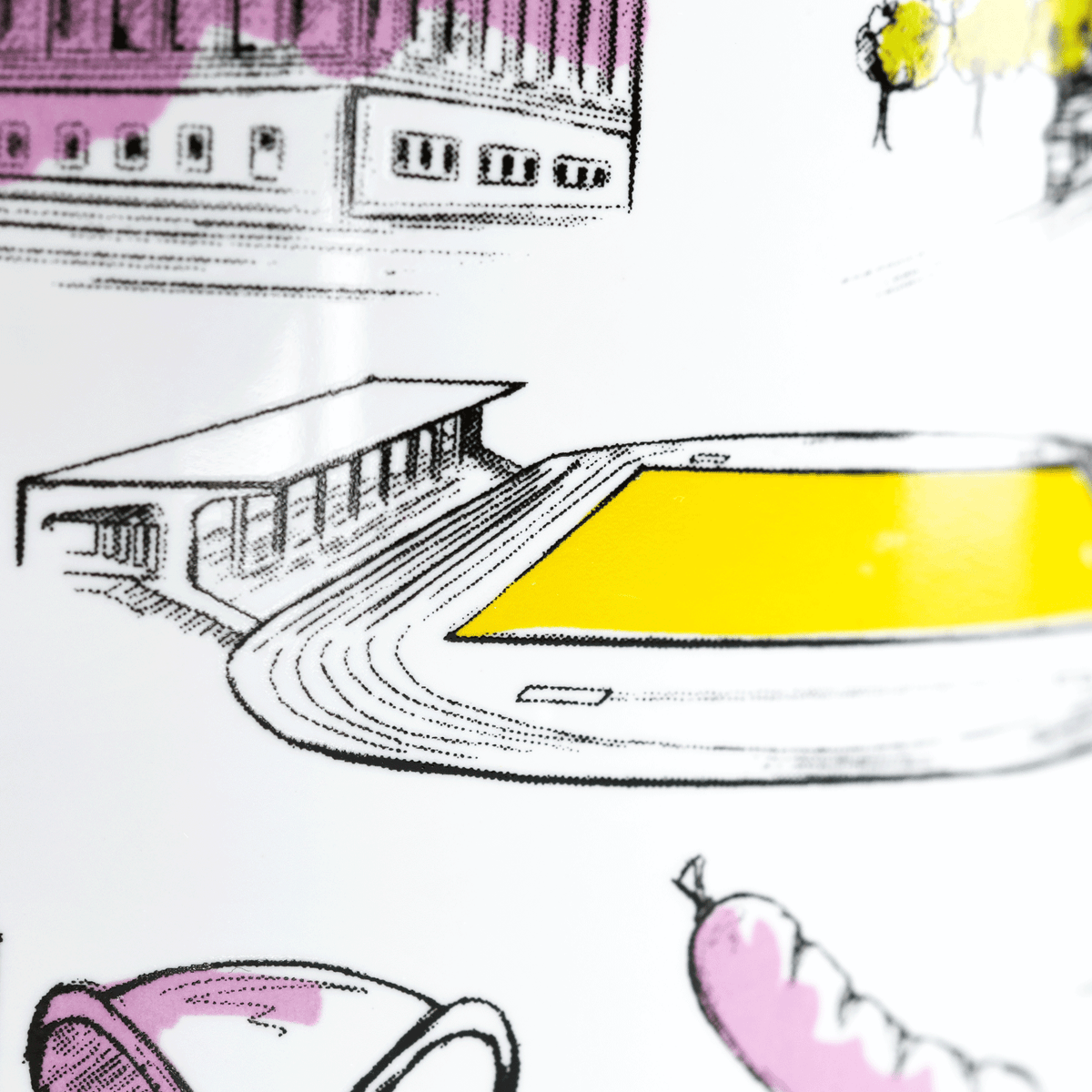 BVB Tasse mit Dortmund-Panorama-Motiv, inklusive Stadion und Dortmund-Wahrzeichen, ideal für Borussia Dortmund Fans.