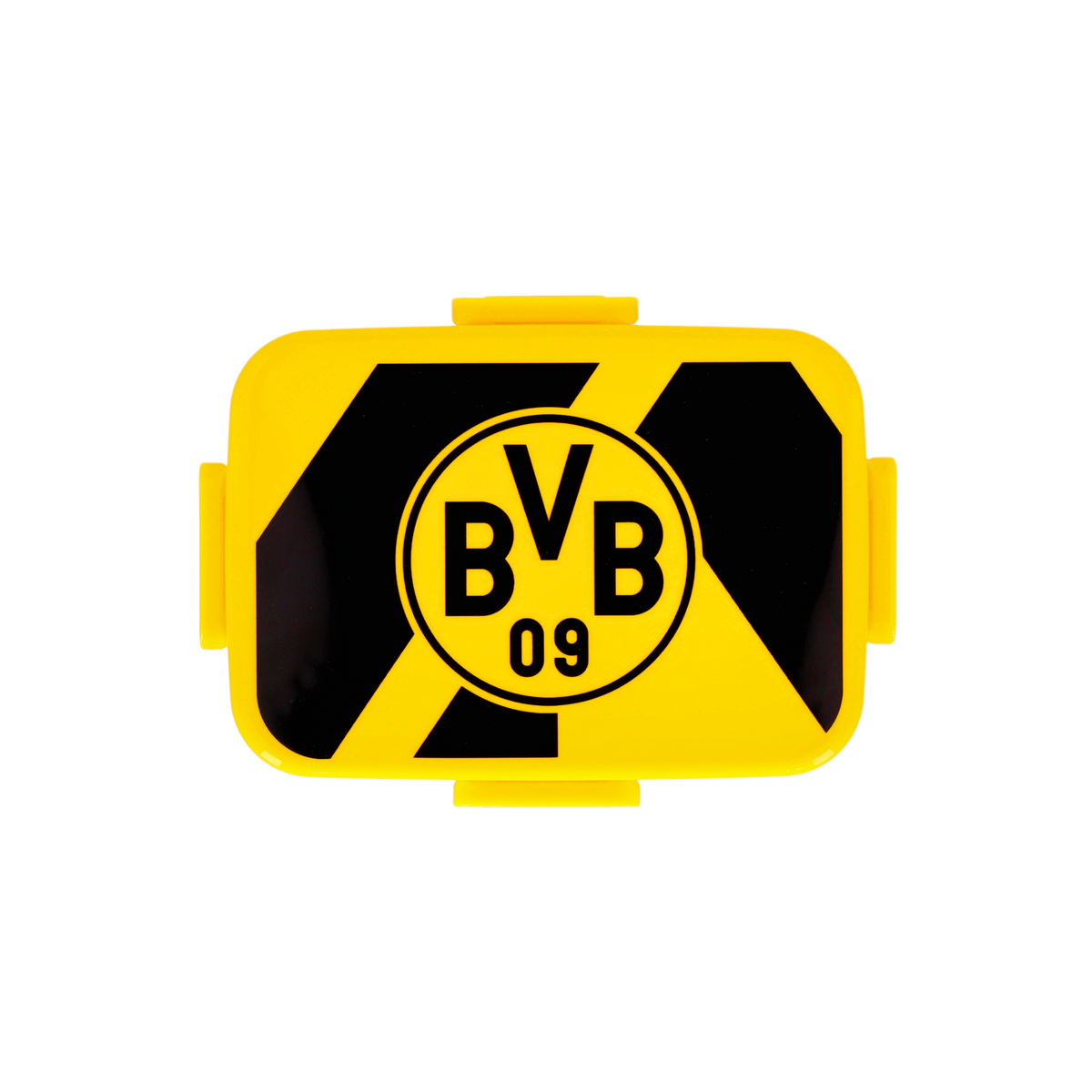 Fiambrera del BVB en negro y amarillo con un gran logotipo del BVB 09 en la tapa, ideal para los aficionados del Borussia Dortmund.