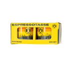 Set di 2 tazzine da caffè del BVB con motivo dello stadio nei colori nero e giallo, presentate in una confezione gialla di grande impatto con il logo BVB 09.