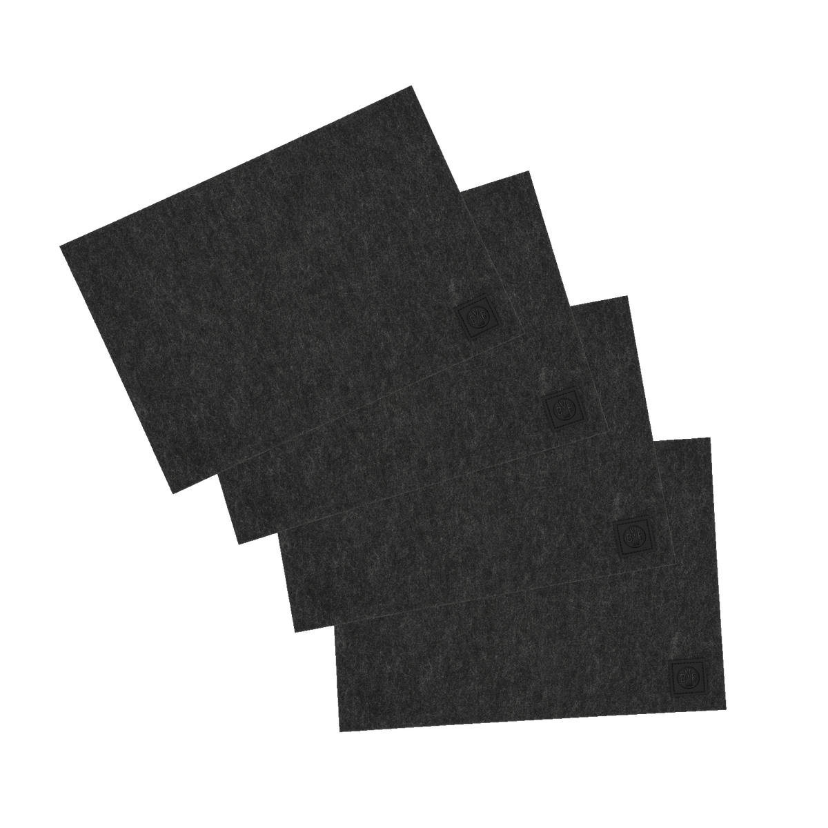 Set of 4 black BVB placemats with a subtle BVB logo, perfect for table decorations and fans of Borussia Dortmund.