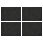 Four black BVB placemats featuring a simple Borussia Dortmund logo—perfect as fan merchandise for the dining table.