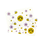 Double-sided BVB 09 placemats for kids, sold in a set of 2, decorated with a colorful bee and flower pattern and the iconic BVB logo in black and yellow.
