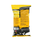 Emballage noir et jaune des boulettes de fromage du BVB, vue arrière avec les informations nutritionnelles et le texte au dos, 110 g.