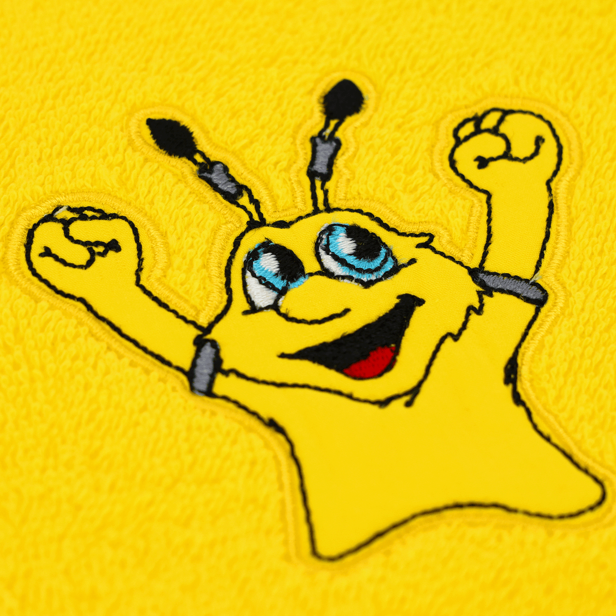 Set di 2 salviette BVB per bambini con motivo EMMA ricamato nei colori giallo e giallo-nero, ideali per i giovani tifosi del Borussia Dortmund.