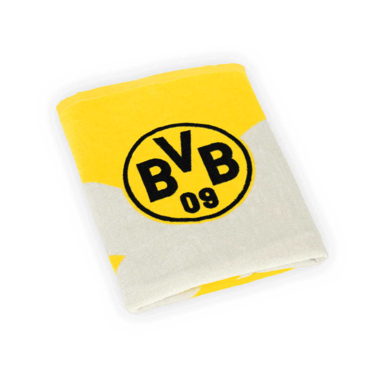 BVBの「セサミストリート」シャワータオル。ブラック＆イエローのデザインに大きなBVBロゴがあしらわれ、サイズは70×140cm。サッカーチーム「ボルシア・ドルトムント」のファンにぴったりのアイテムです。