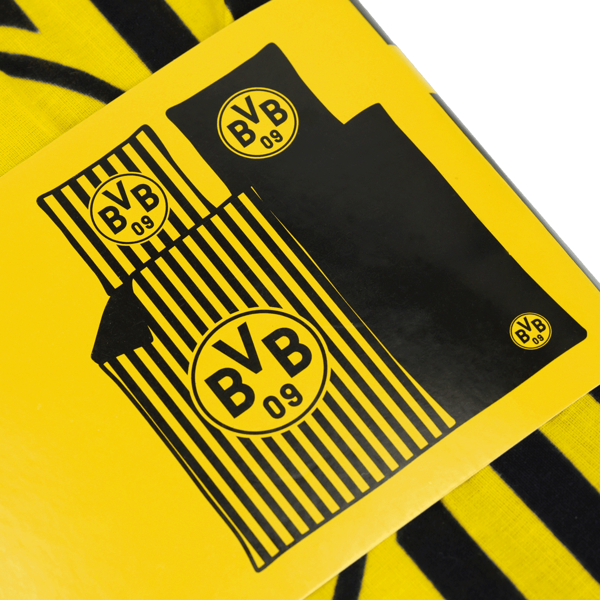 Parure de lit réversible noir et jaune du BVB, à rayures et arborant le logo BVB 09, dimensions : 135 x 200 cm, produit officiel du Borussia Dortmund