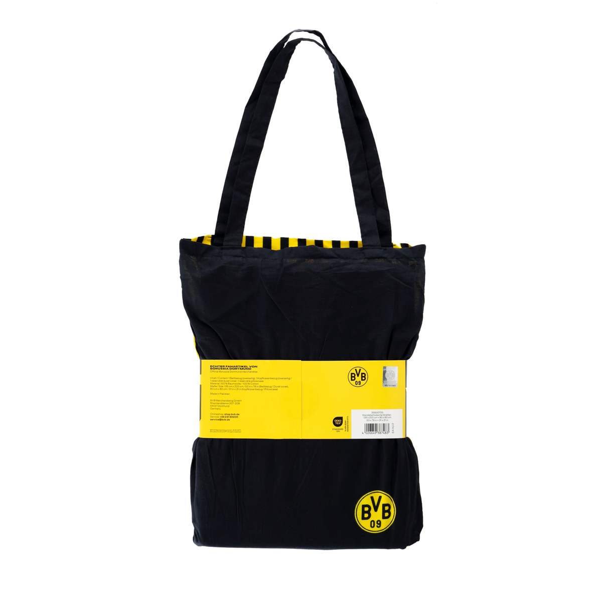 Linge de lit réversible officiel du BVB, au motif rayé noir et jaune, dimensions : 135 x 200 cm, idéal pour les supporters du Borussia Dortmund.