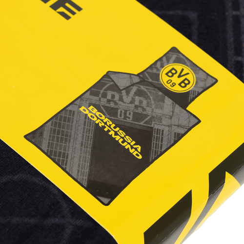 BVB Biberbettwäsche Stadion 135x200 cm in schwarzgelber Optik mit Dortmund-Design und BVB-Logo, ideal für Fans von Borussia Dortmund.
