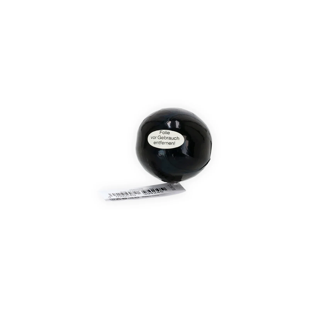 Asciugamano magico del BVB a forma di pallone, nero e giallo, con la scritta "Rimuovere la pellicola prima dell'uso", ideale come gadget per i tifosi o come regalo.