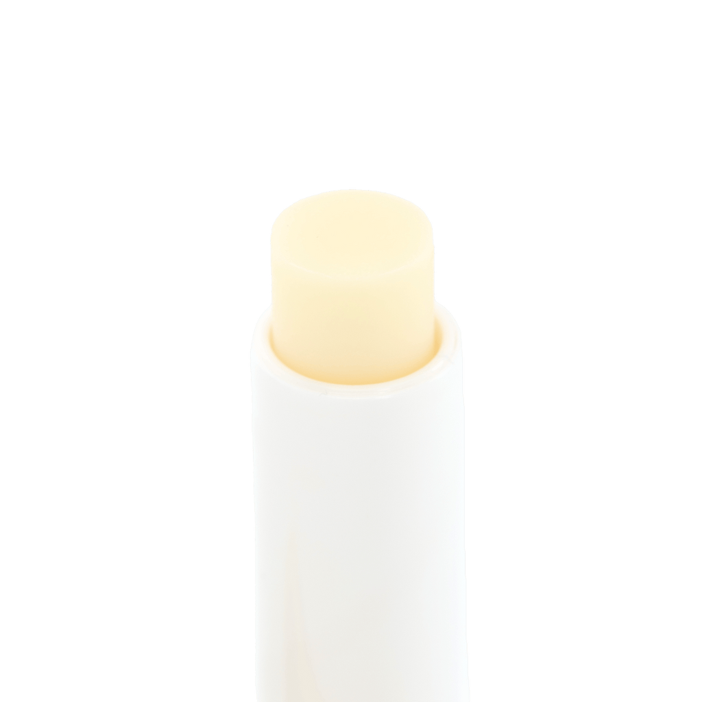 Un balsamo per le labbra bianco del BVB visto aperto, ideale per la cura delle labbra e perfetto come articolo per i tifosi del Borussia Dortmund