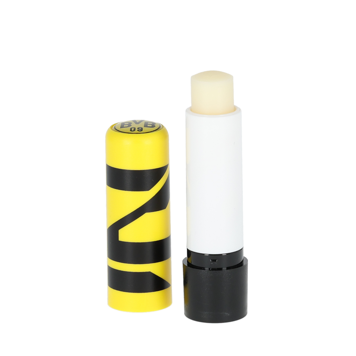 Lippenpflegestift im schwarzgelben BVB-Design mit BVB-Logo. Perfekt für Fans von Borussia Dortmund, ideal für die Lippenpflege.