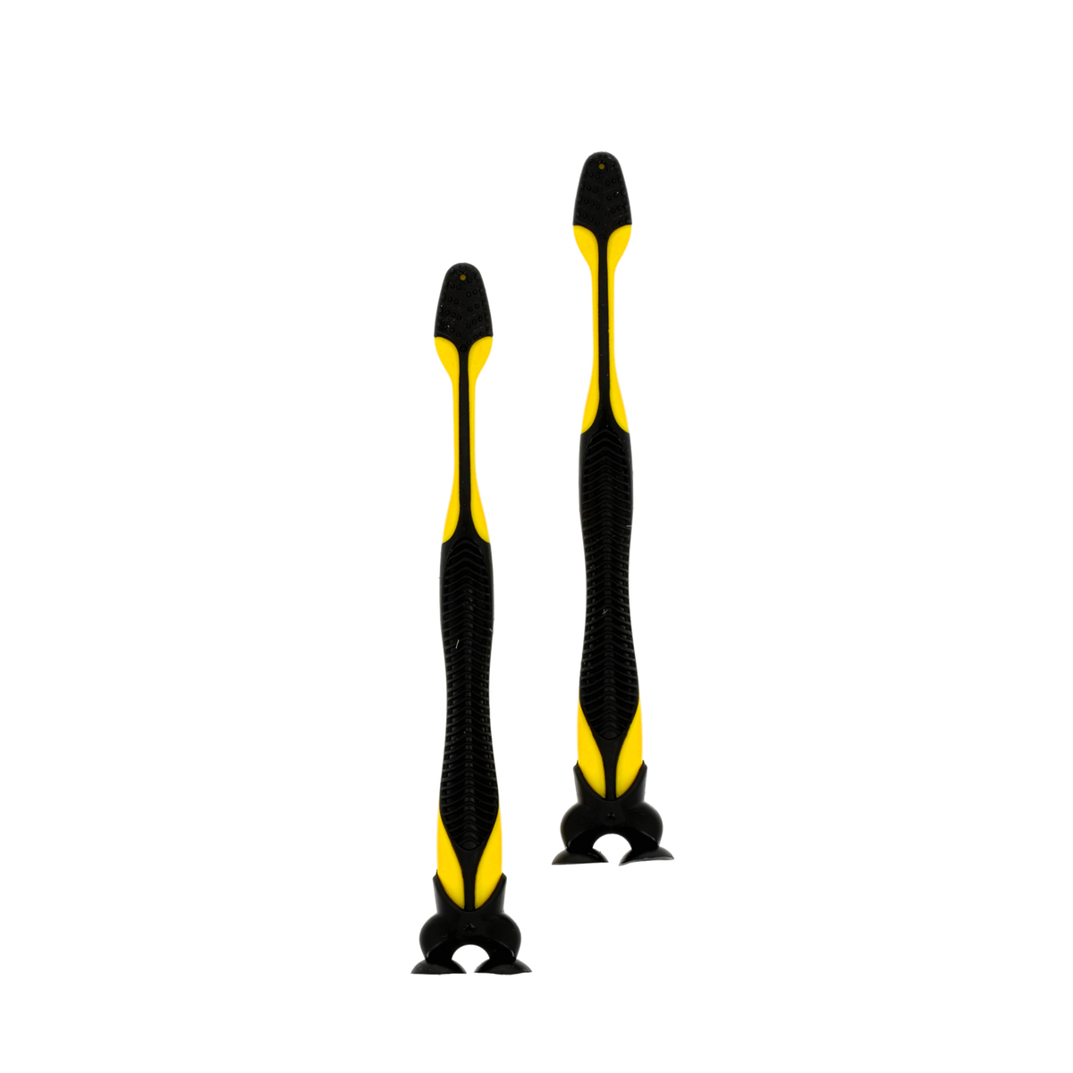 ボルシア・ドルトムントのファンアイテムデザインを採用した、黒と黄色のBVBキッズ用歯ブラシセット（歯ブラシ2本入り）。